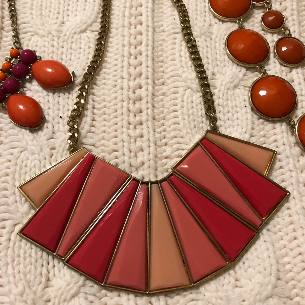 Pink & orange statement necklace bundle - Picture 3 of 4